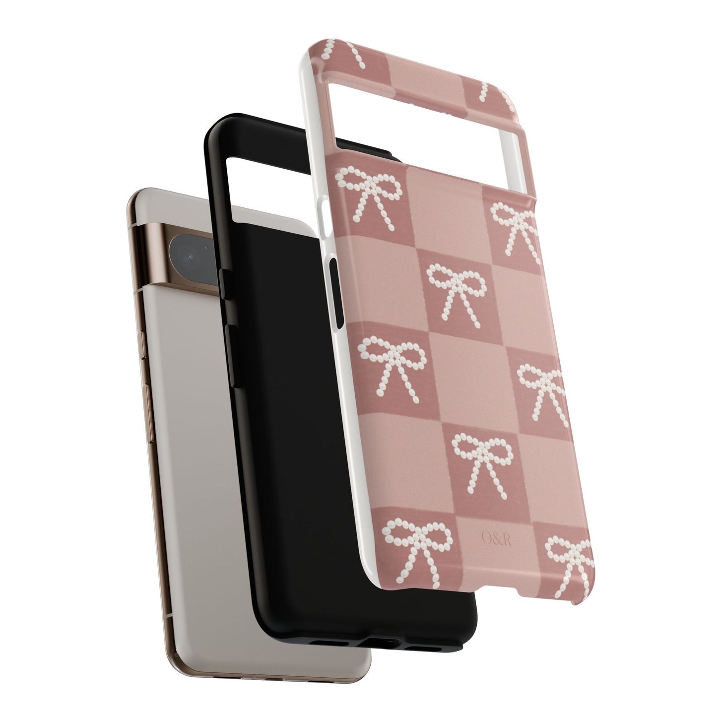 Pink Checkered Bow Tough Case, Phone Case,  Cellphone Cover, Protective Phone Shell, Cute Plaid Design