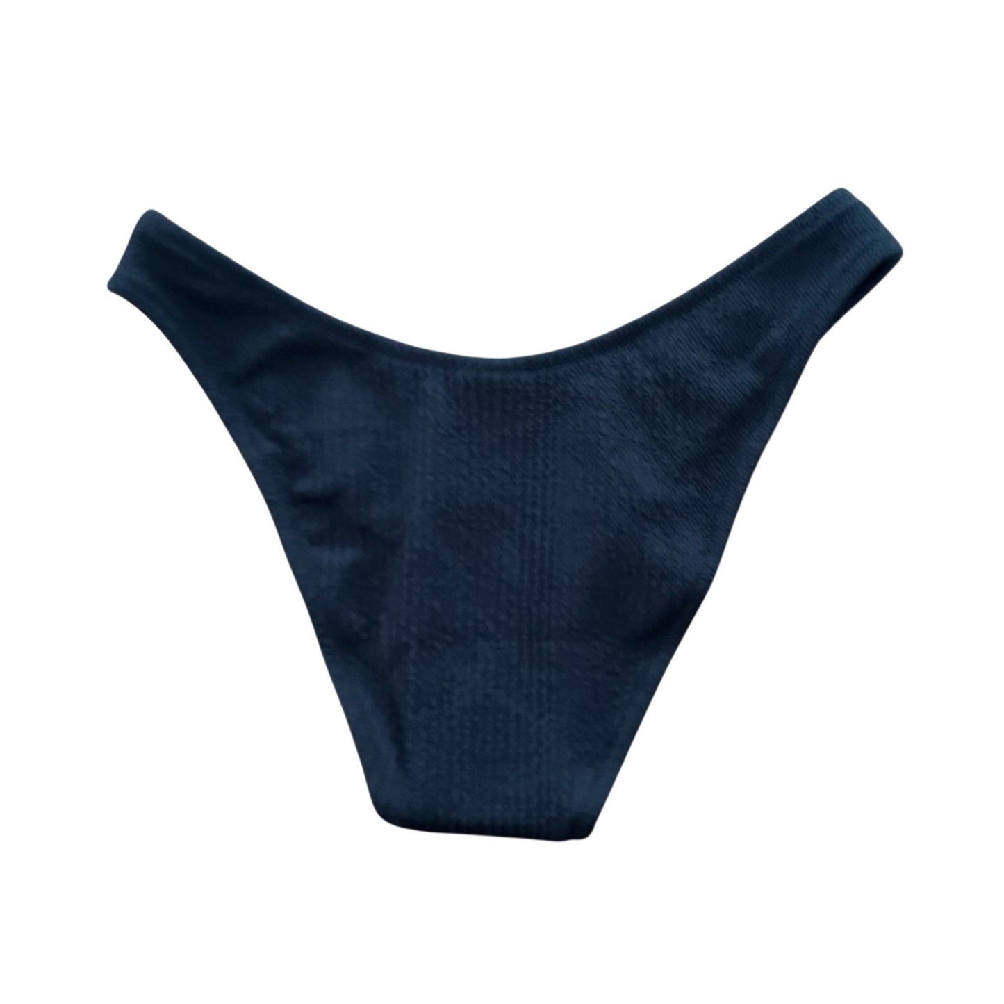J. Crew Textured Curved-Waist Cheeky Bikini Bottom Navy Blue Size Small S