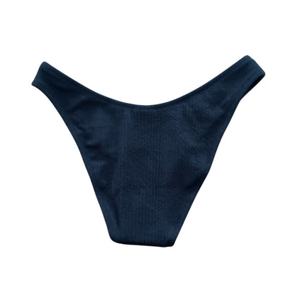 J. Crew Textured Curved-Waist Cheeky Bikini Bottom Navy Blue Size Small S
