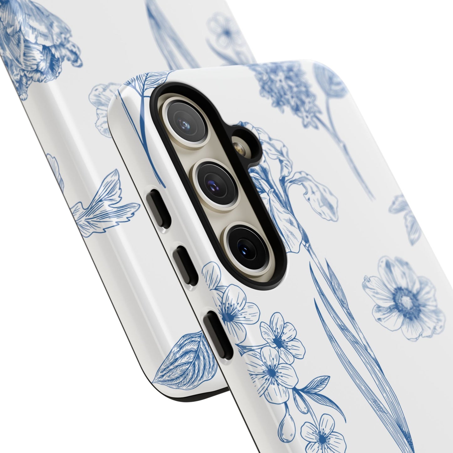 Botanical Blue Floral Phone Case - Elegant Flower Design Tough Cases for All Seasons, Birthday Gift, Stylish Phone Accessories, Nature Lover