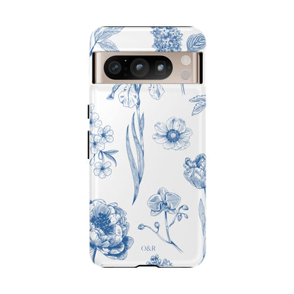 Botanical Blue Floral Phone Case - Elegant Flower Design Tough Cases for All Seasons, Birthday Gift, Stylish Phone Accessories, Nature Lover