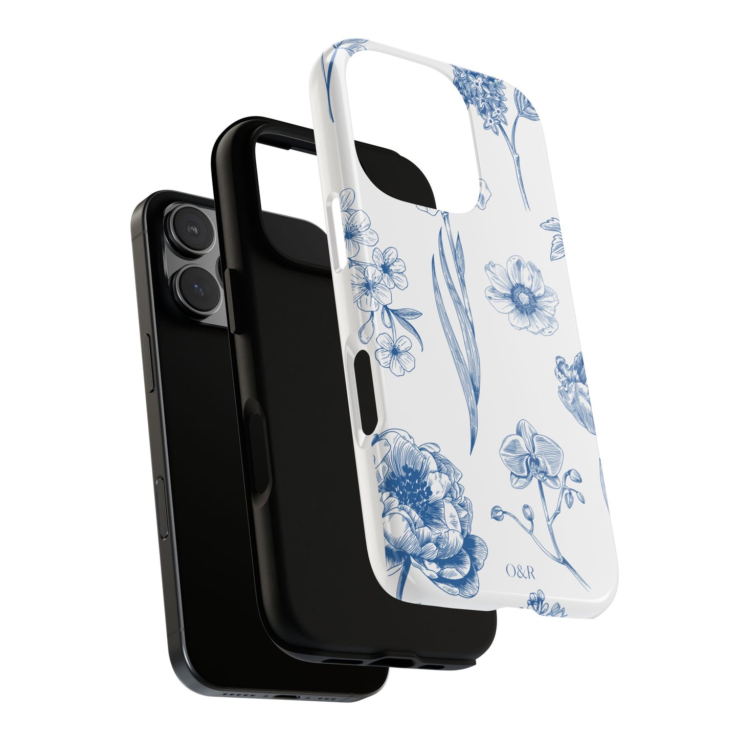 Botanical Blue Floral Phone Case - Elegant Flower Design Tough Cases for All Seasons, Birthday Gift, Stylish Phone Accessories, Nature Lover