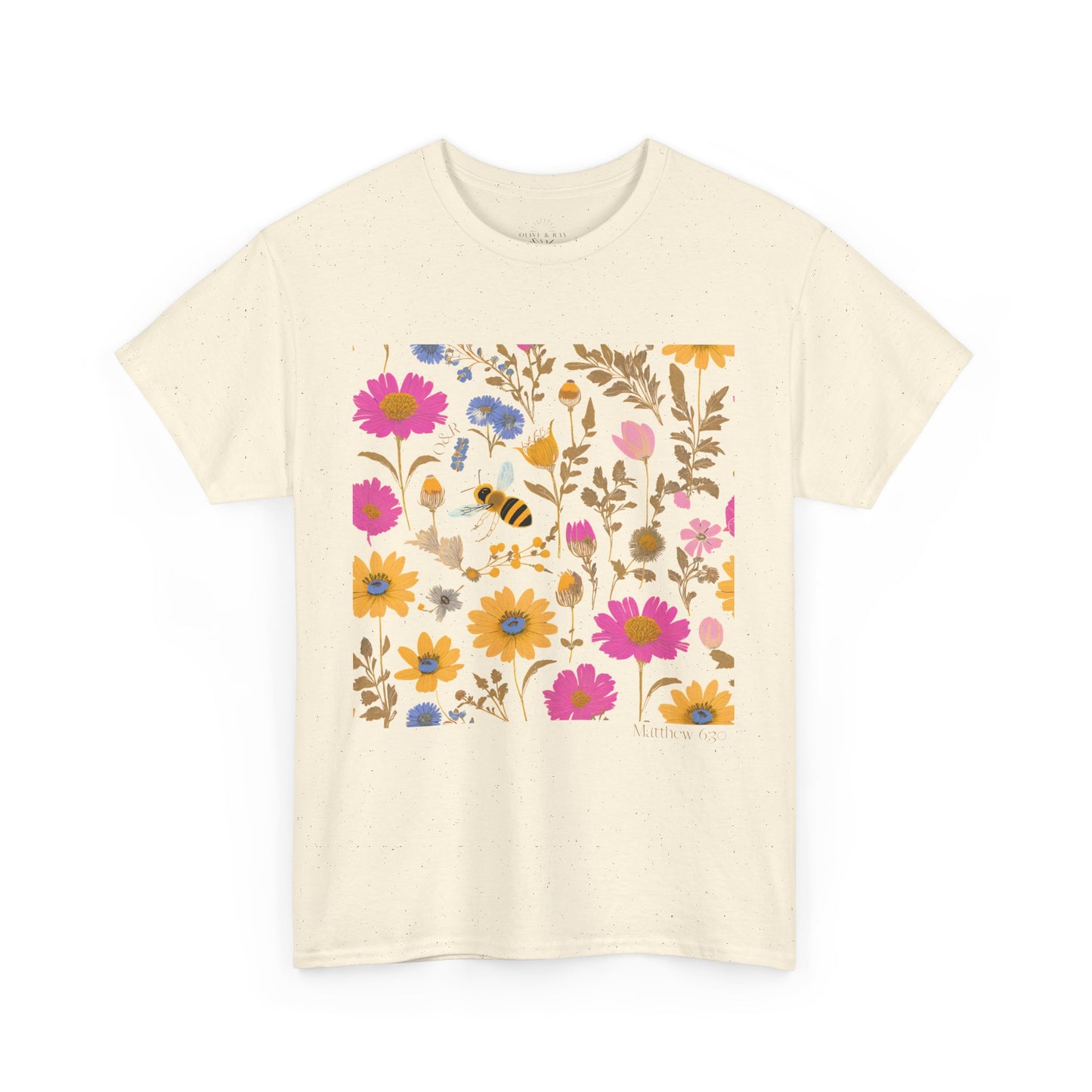 Wildflower Honey Bee Biblical T-shirt, Christian Faith Unisex Tee, Garden Nature Graphic Shirt, Religious Inspirational Top, Summer Flower