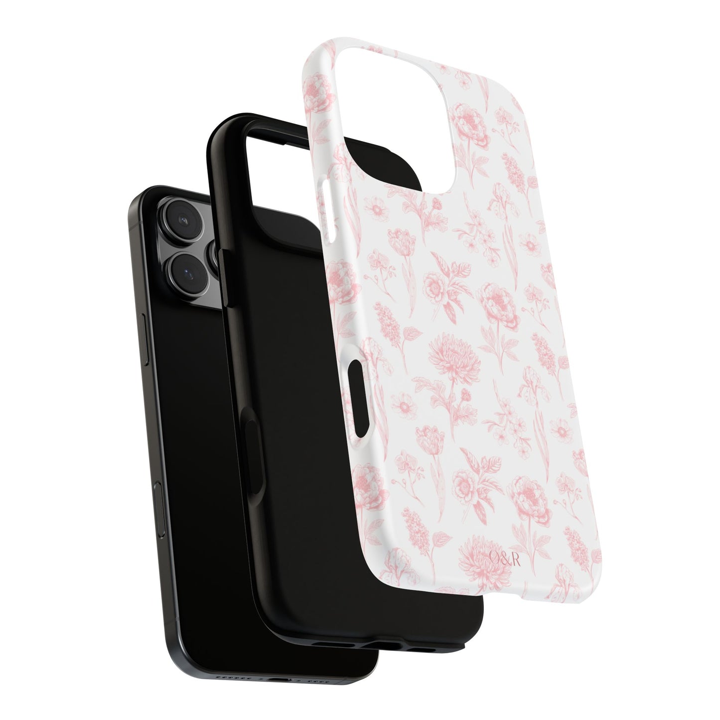 Pink Floral Phone Case - Elegant Protectors for iPhone, Girlfriend Gift, Mother's Day, Trendy Tech Accessories, Flower Pattern Cases