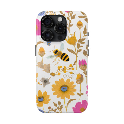 Wildflower Honey Bee Tough Phone Case - Floral Insect Protective Cover, Nature Lover Gift, iPhone Samsung Accessories, Hard