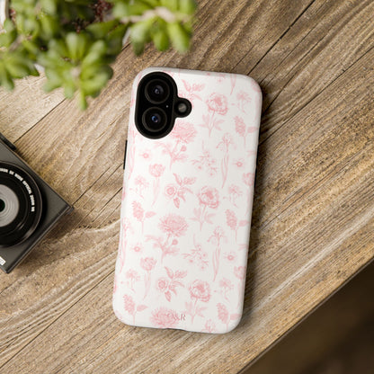 Pink Floral Phone Case - Elegant Protectors for iPhone, Girlfriend Gift, Mother's Day, Trendy Tech Accessories, Flower Pattern Cases