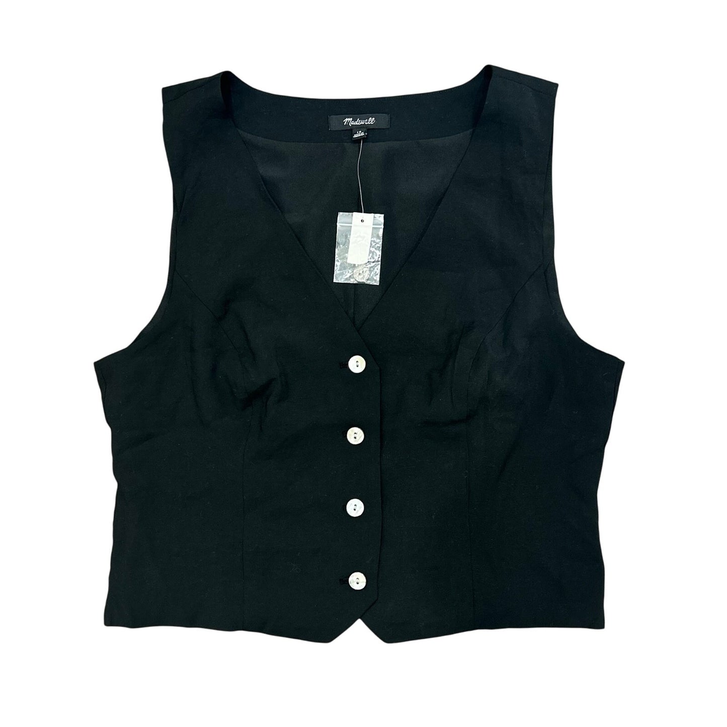 Madewell Katrina Crop Vest Top in Softdrape True Black Size 10