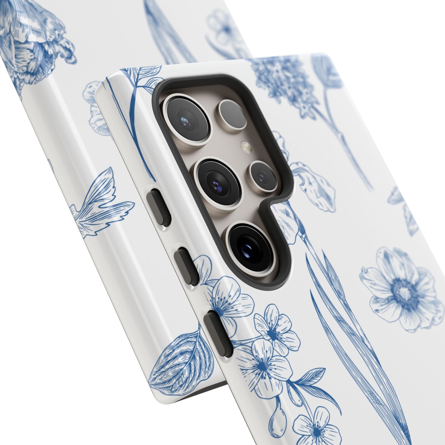 Botanical Blue Floral Phone Case - Elegant Flower Design Tough Cases for All Seasons, Birthday Gift, Stylish Phone Accessories, Nature Lover