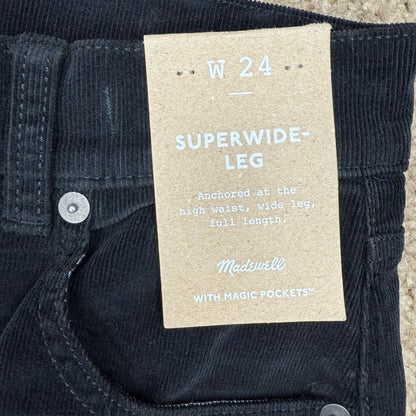 Madewell Super Wide Leg Corduroy Pant in True Black Size 24