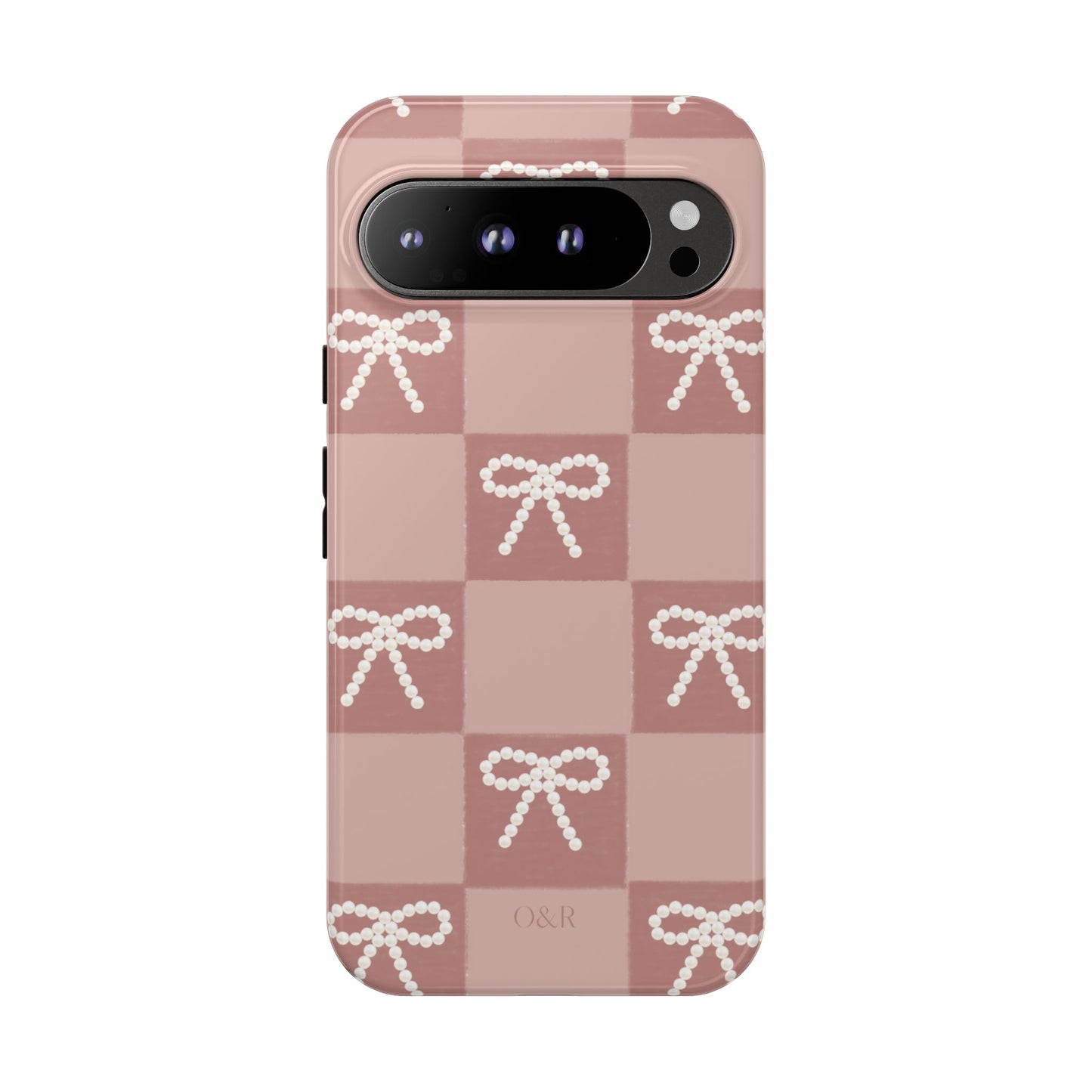 Pink Checkered Bow Tough Case, Phone Case,  Cellphone Cover, Protective Phone Shell, Cute Plaid Design