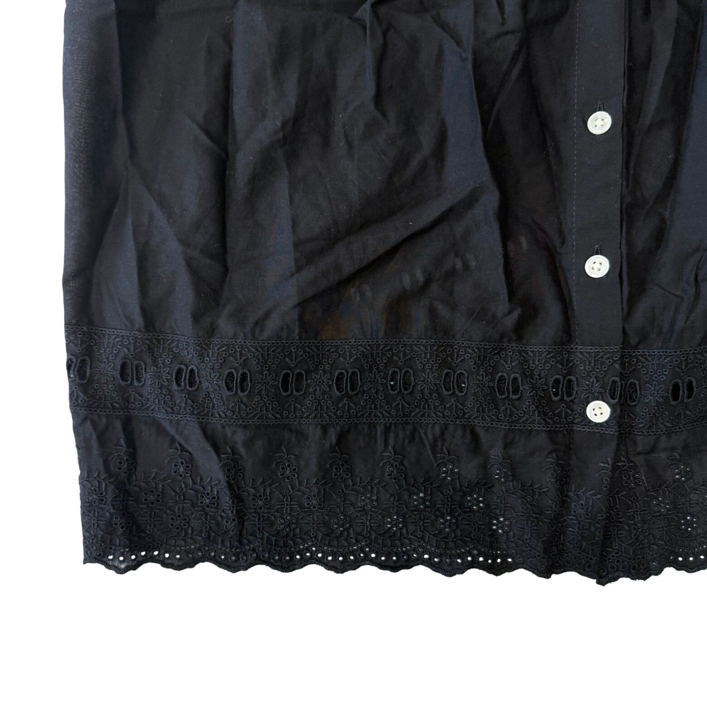 Madewell Embroidered Ruffle-Trim Top Black Size XL