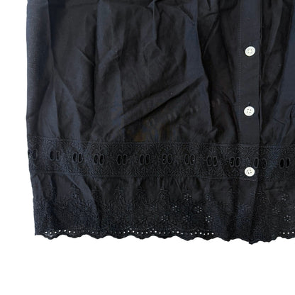 Madewell Embroidered Ruffle-Trim Top Black Size XL