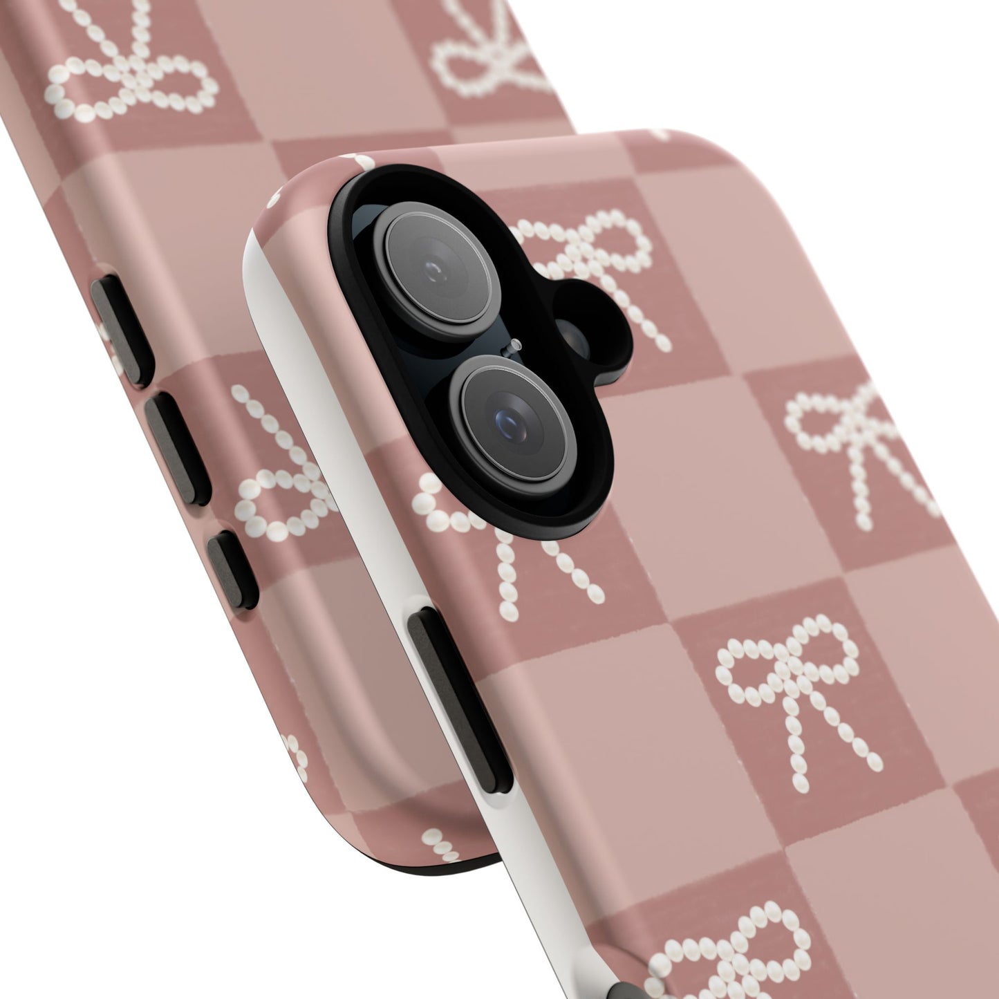 Pink Checkered Bow Tough Case, Phone Case,  Cellphone Cover, Protective Phone Shell, Cute Plaid Design