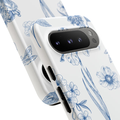 Botanical Blue Floral Phone Case - Elegant Flower Design Tough Cases for All Seasons, Birthday Gift, Stylish Phone Accessories, Nature Lover