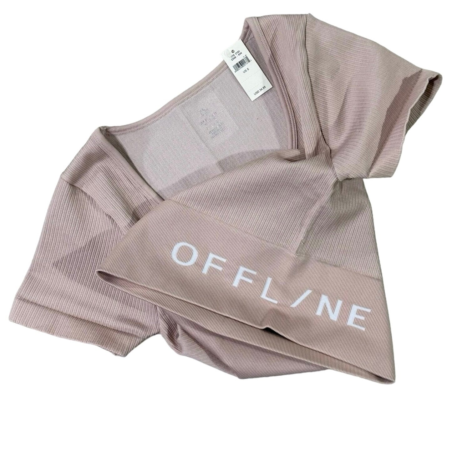 OFFLINE by Aerie Cropped Ribbed Seamless Tee Size S