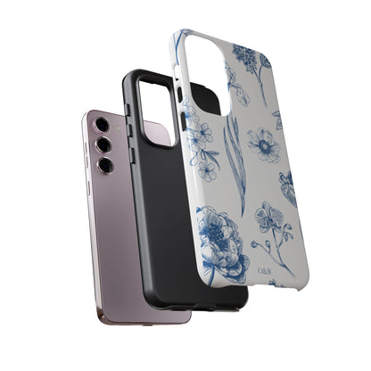 Botanical Blue Floral Phone Case - Elegant Flower Design Tough Cases for All Seasons, Birthday Gift, Stylish Phone Accessories, Nature Lover