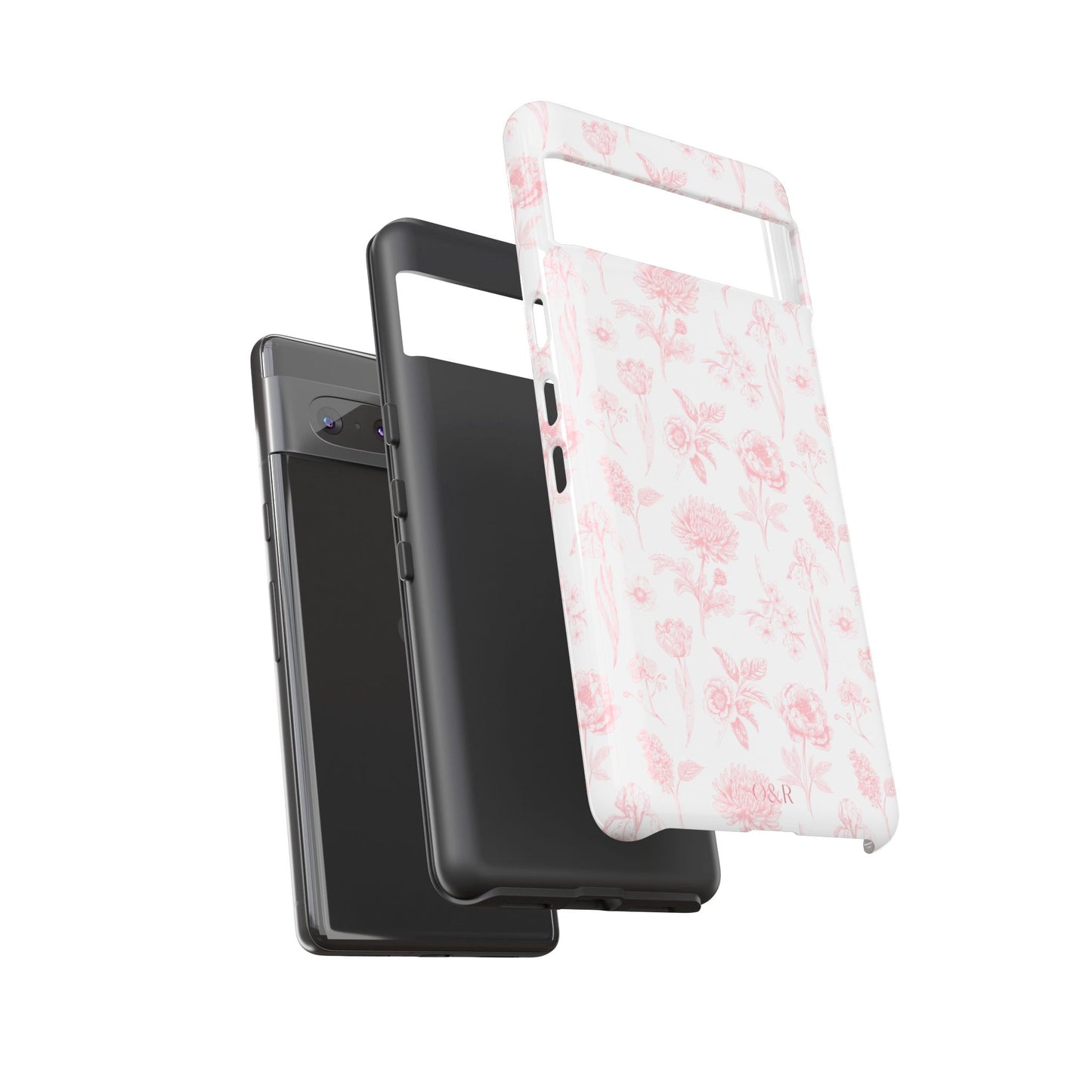 Pink Floral Phone Case - Elegant Protectors for iPhone, Girlfriend Gift, Mother's Day, Trendy Tech Accessories, Flower Pattern Cases