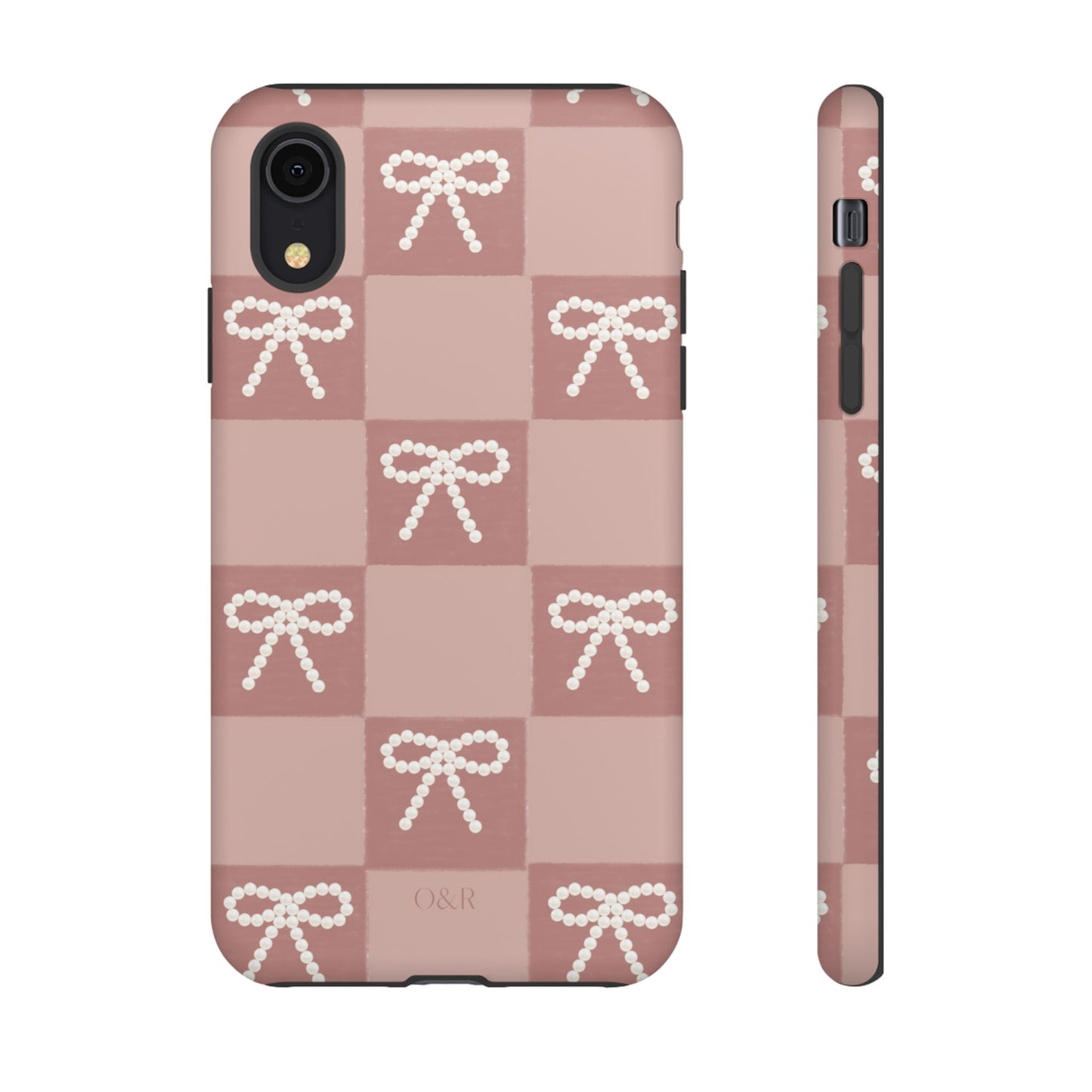 Pink Checkered Bow Tough Case, Phone Case,  Cellphone Cover, Protective Phone Shell, Cute Plaid Design