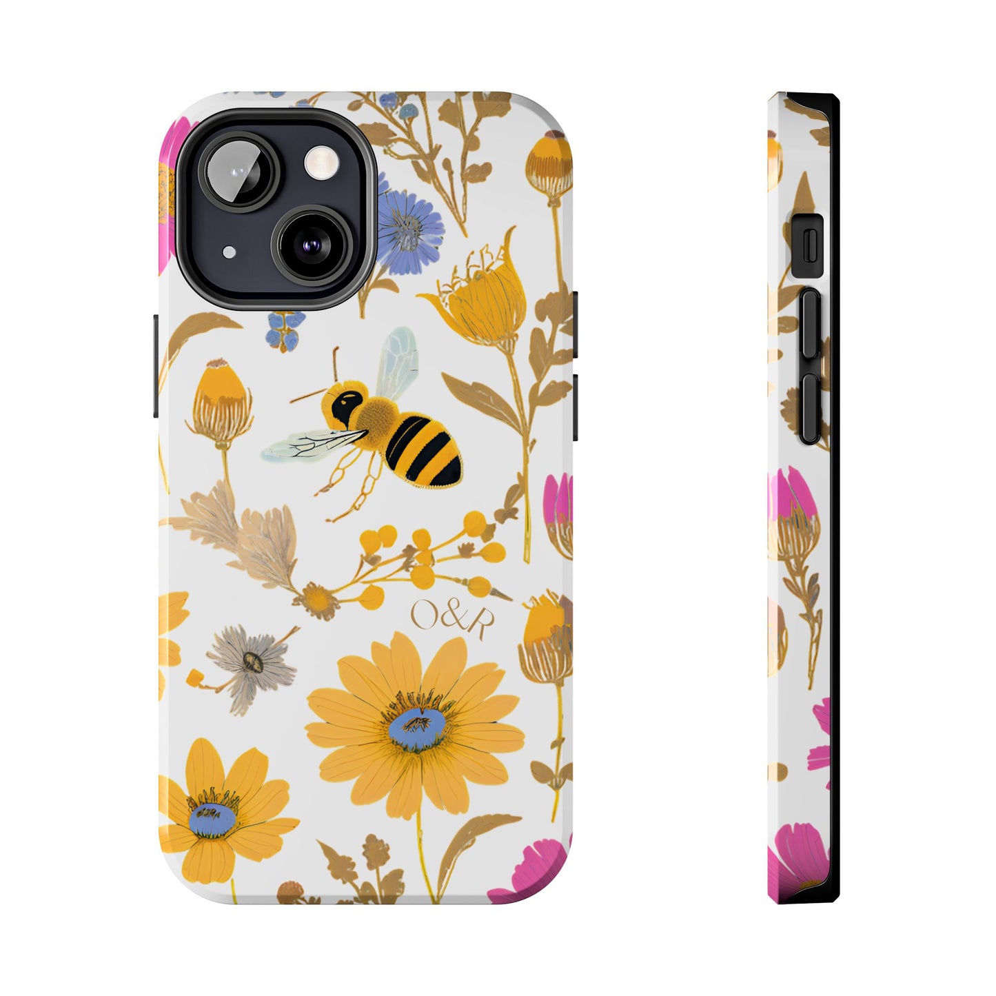 Wildflower Honey Bee Tough Phone Case - Floral Insect Protective Cover, Nature Lover Gift, iPhone Samsung Accessories, Hard