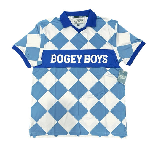 Bogey Boys Macklemore Men's Athletic Checkered Polo Golf Shirt Blue Size L
