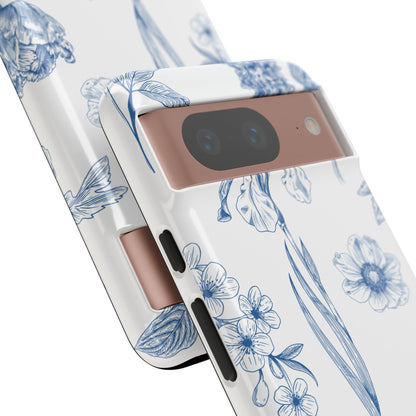 Botanical Blue Floral Phone Case - Elegant Flower Design Tough Cases for All Seasons, Birthday Gift, Stylish Phone Accessories, Nature Lover