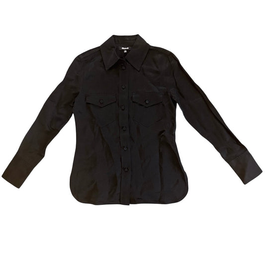 Madewell Western Shirt in Linen Blend True Black Size 00