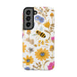 Wildflower Honey Bee Tough Phone Case - Floral Insect Protective Cover, Nature Lover Gift, iPhone Samsung Accessories, Hard