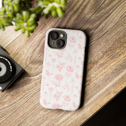 Pink Floral Phone Case - Elegant Protectors for iPhone, Girlfriend Gift, Mother's Day, Trendy Tech Accessories, Flower Pattern Cases