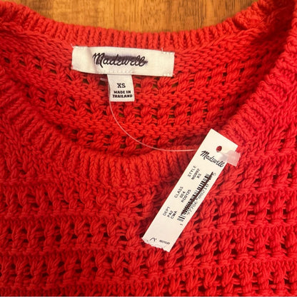 Madewell Crochet-Knit Crewneck Sweater Tank Crushed Watermelon Size XS