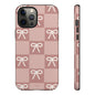 Pink Checkered Bow Tough Case, Phone Case,  Cellphone Cover, Protective Phone Shell, Cute Plaid Design