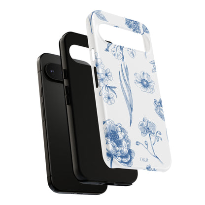 Botanical Blue Floral Phone Case - Elegant Flower Design Tough Cases for All Seasons, Birthday Gift, Stylish Phone Accessories, Nature Lover