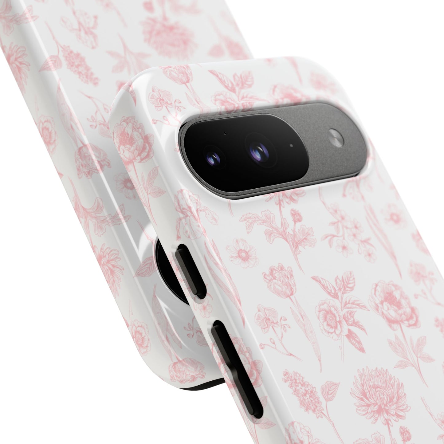 Pink Floral Phone Case - Elegant Protectors for iPhone, Girlfriend Gift, Mother's Day, Trendy Tech Accessories, Flower Pattern Cases