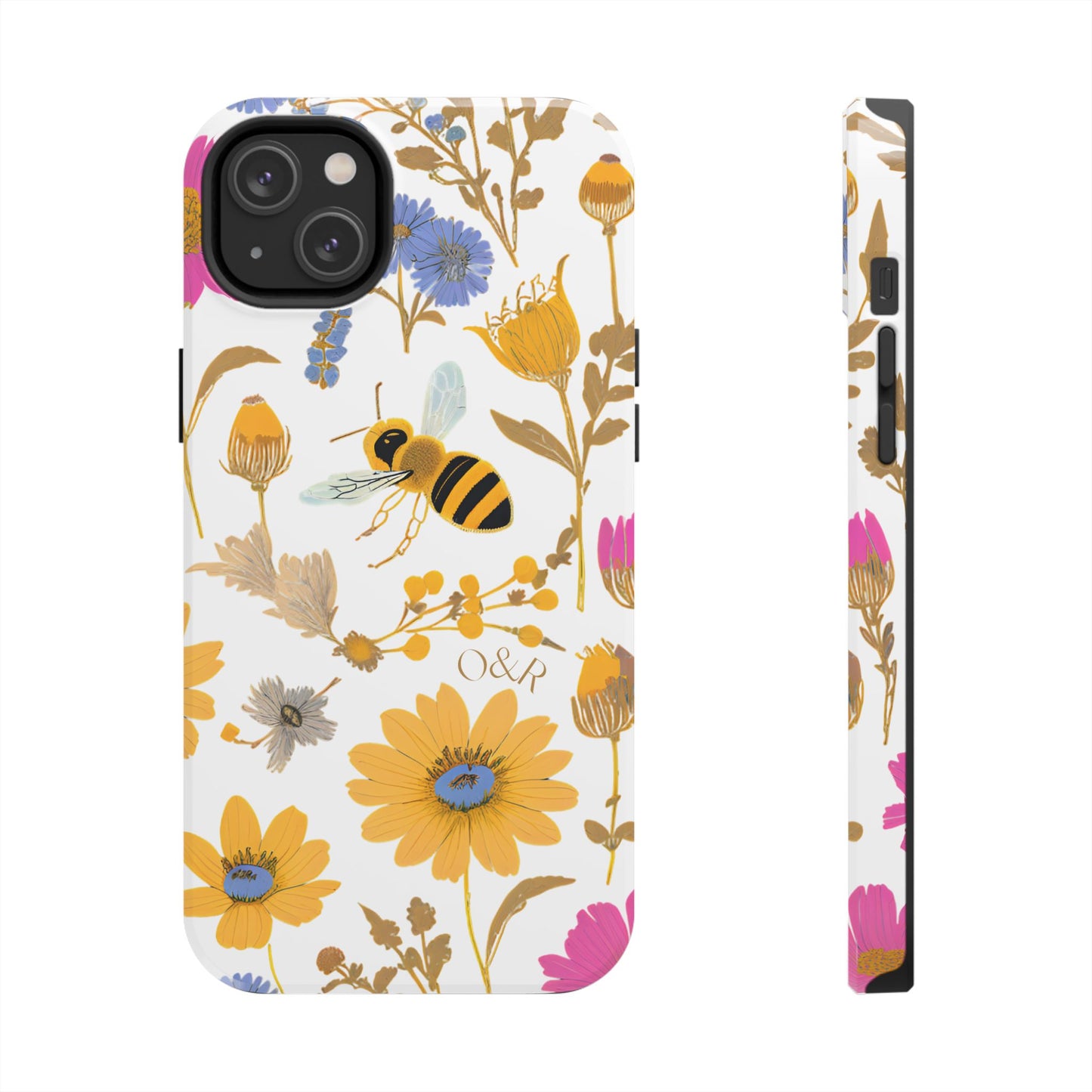 Wildflower Honey Bee Tough Phone Case - Floral Insect Protective Cover, Nature Lover Gift, iPhone Samsung Accessories, Hard