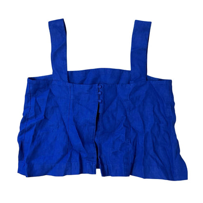 Madewell Curved-Neck Shell Tank in 100% Linen Bright Sapphire Size 14