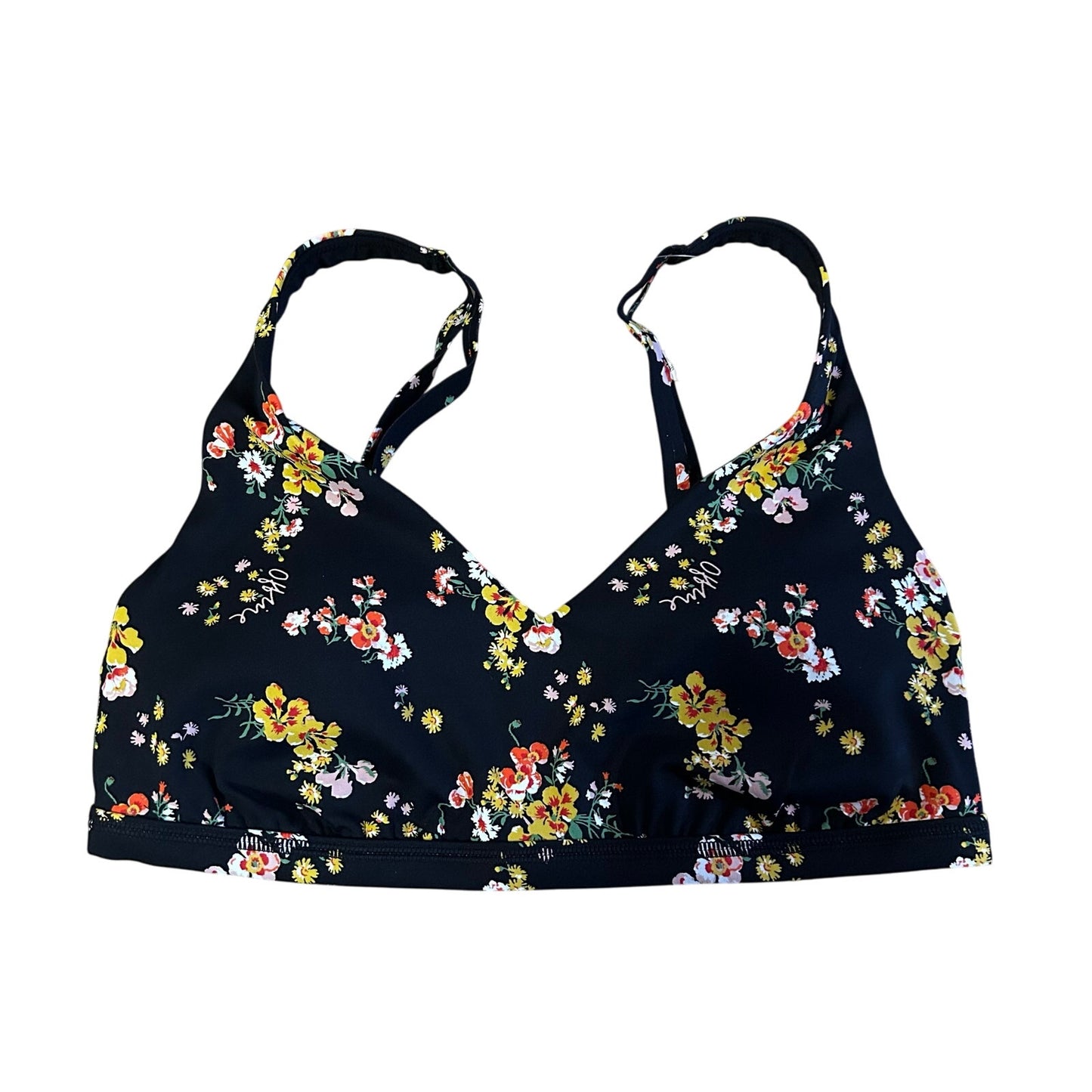 OFFLINE By Aerie Goals Plunge Sports Bra Black Floral Size L