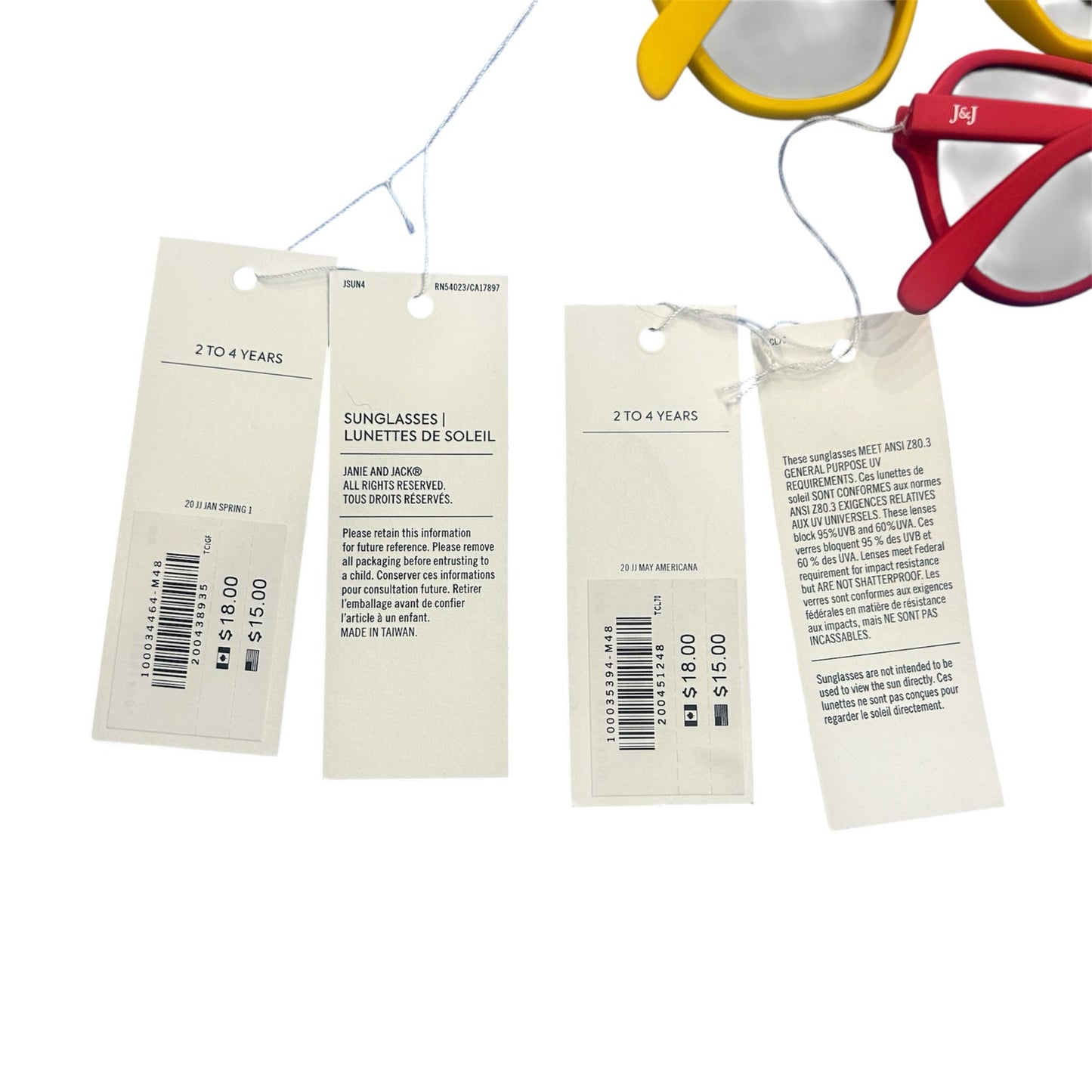 Janie and Jack Boys Sunglasses 2-4 Years Bundle of Two Pairs