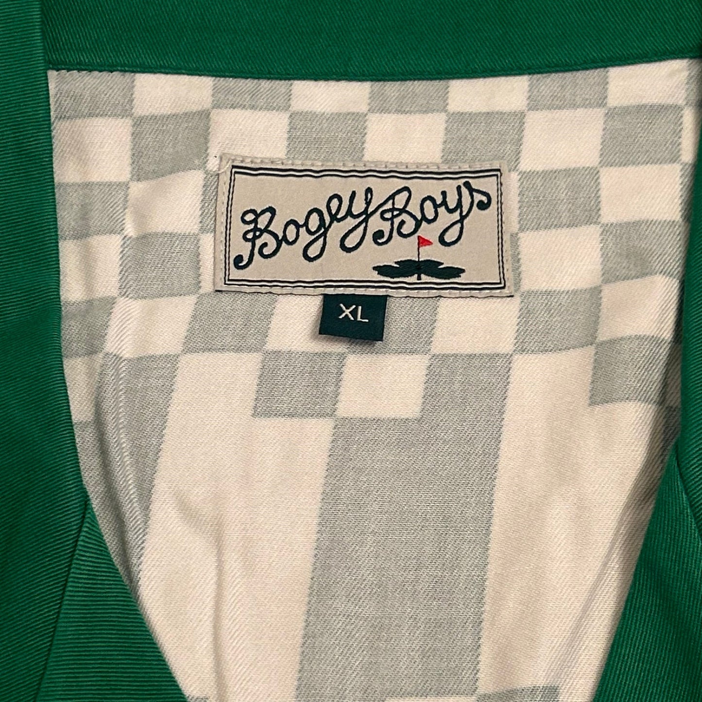 Bogey Boys by Macklemore Checkered Button Up Men's Golf Shirt Green Size XL