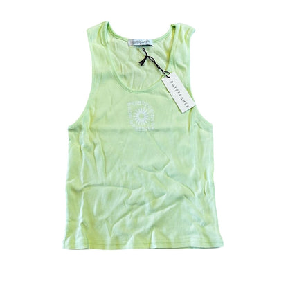 Daydreamer LA Women's Ribbed Tank Top Acid Yellow Size Medium
