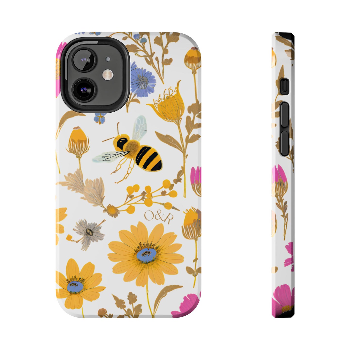 Wildflower Honey Bee Tough Phone Case - Floral Insect Protective Cover, Nature Lover Gift, iPhone Samsung Accessories, Hard