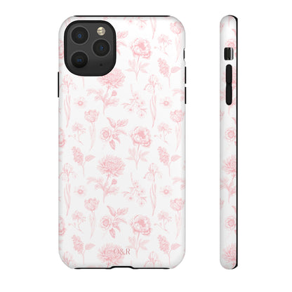 Pink Floral Phone Case - Elegant Protectors for iPhone, Girlfriend Gift, Mother's Day, Trendy Tech Accessories, Flower Pattern Cases