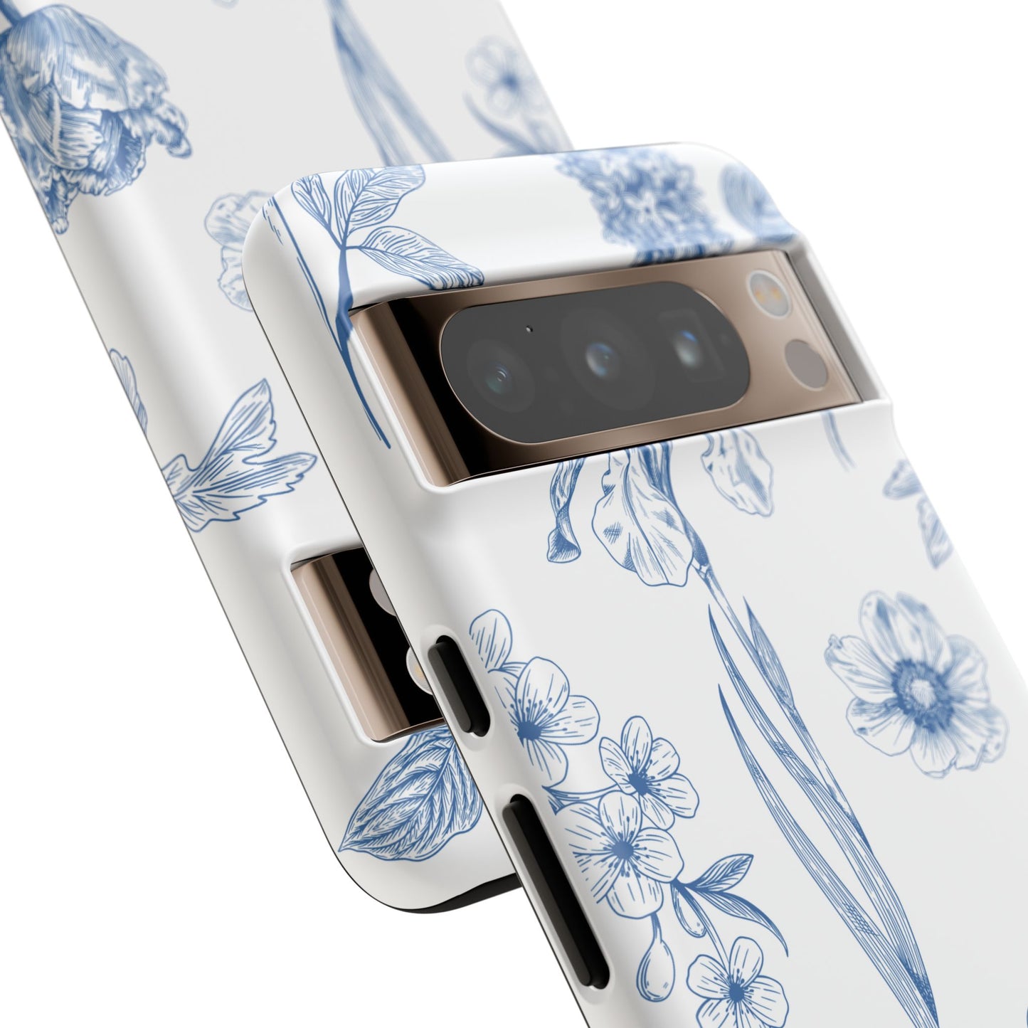 Botanical Blue Floral Phone Case - Elegant Flower Design Tough Cases for All Seasons, Birthday Gift, Stylish Phone Accessories, Nature Lover