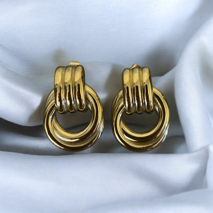 Two-Tone Twist Chunky Hoop Earrings 18K Gold Plated Stainless Steel