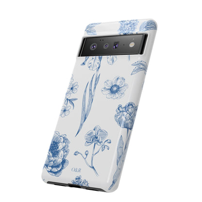 Botanical Blue Floral Phone Case - Elegant Flower Design Tough Cases for All Seasons, Birthday Gift, Stylish Phone Accessories, Nature Lover