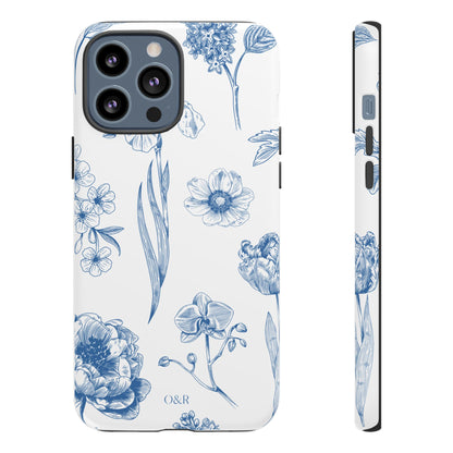 Botanical Blue Floral Phone Case - Elegant Flower Design Tough Cases for All Seasons, Birthday Gift, Stylish Phone Accessories, Nature Lover