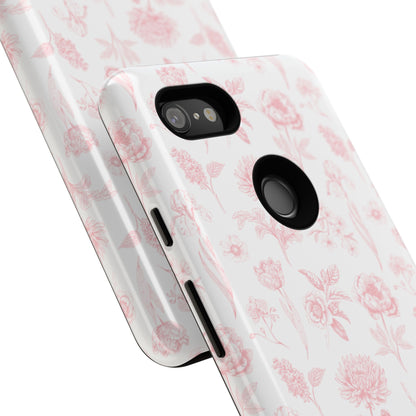 Pink Floral Phone Case - Elegant Protectors for iPhone, Girlfriend Gift, Mother's Day, Trendy Tech Accessories, Flower Pattern Cases