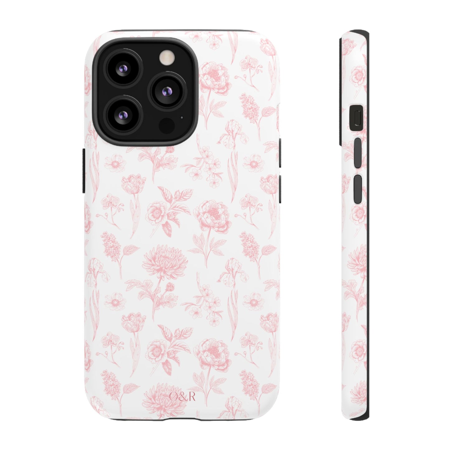 Pink Floral Phone Case - Elegant Protectors for iPhone, Girlfriend Gift, Mother's Day, Trendy Tech Accessories, Flower Pattern Cases