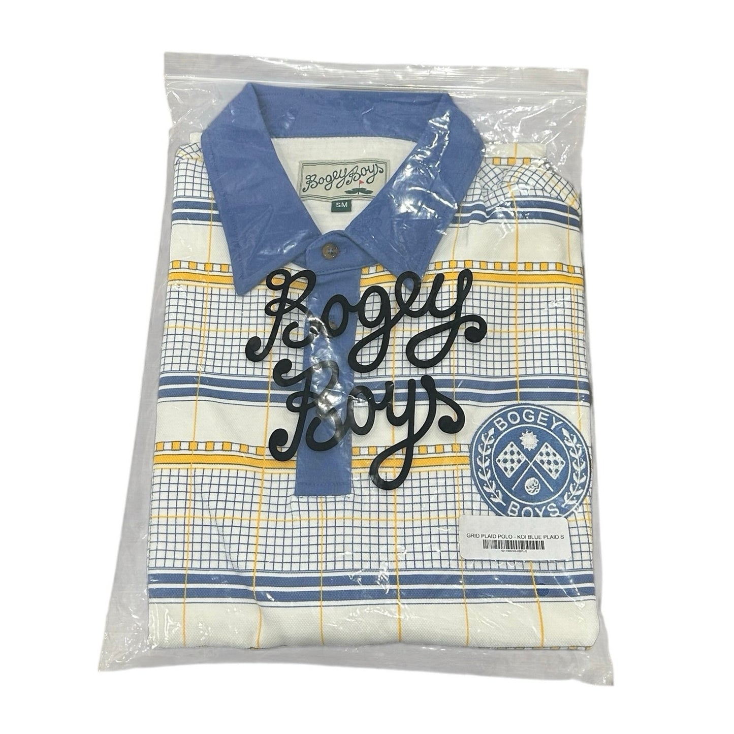 Bogey Boys Macklemore Men's Grid Plaid Polo in Koi Blue Size S