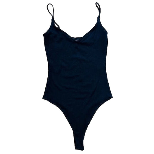 Aqua Black Ribbed V-Neck Tank Top Bodysuit Size Small