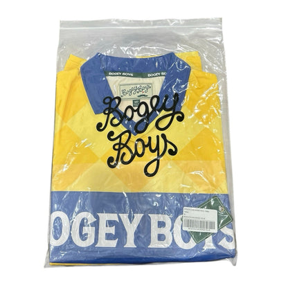 Bogey Boys Macklemore Men's Athletic Checkered Polo Golf Shirt Yellow Size M