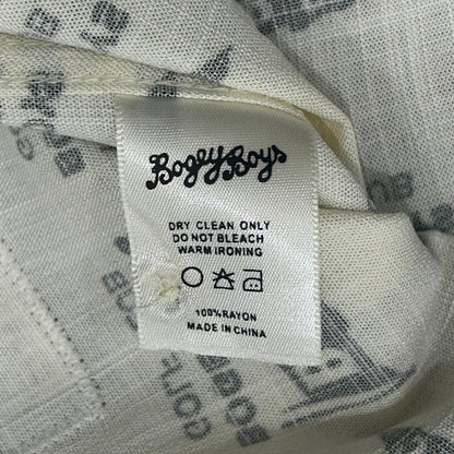 Bogey Boys Flag Button Up Men's Golf Shirt Black and Cream Size L